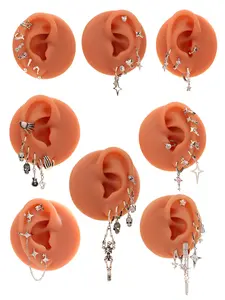Punk Style Skull & Heart & Star Design Artificial Zircon Decor Heart Shaped Earrings, Fashionable Jewelry for Women, Trendy All-match & Exquisite Jewelry for Birthday Gift