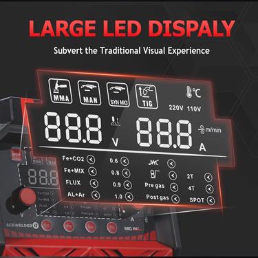 ACEWELDER MIG200T 6-in-1 Welder | 110V/220V Dual Voltage | Gas/Gasless MIG Lift TIG Stick Spot Aluminum Welder