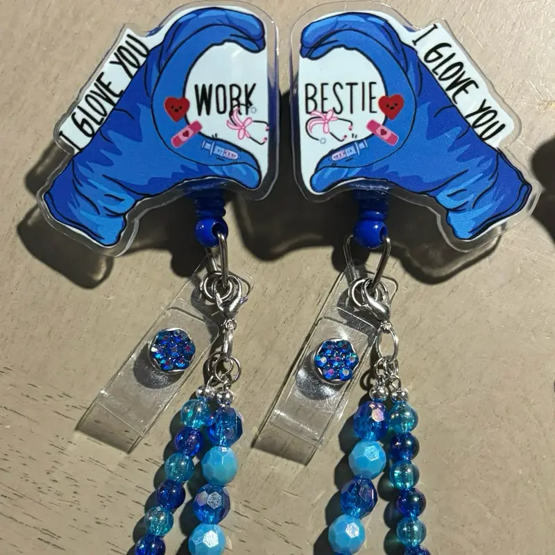 Medical “work bestie” matching badge reel set of 2