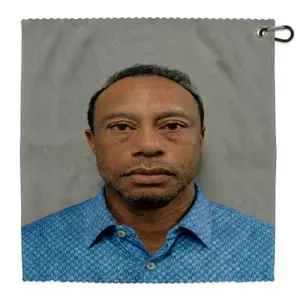 Funny Tiger Woods Mugshot Golf Towel 1 Count, Microfiber Golf Towel with Clip & Grommet, Absorbent Hilarious Golf Gift for Golf Lovers