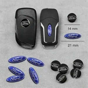 5/10Pcs 14mm Car Aluminium Remote Key Stickers Badge Emblem Automotive Accessories, Car Decals For Ford Mustang Focus Ranger Explorer Fiesta Expedition Mondeo Escape Fusion Kuga F150 F250