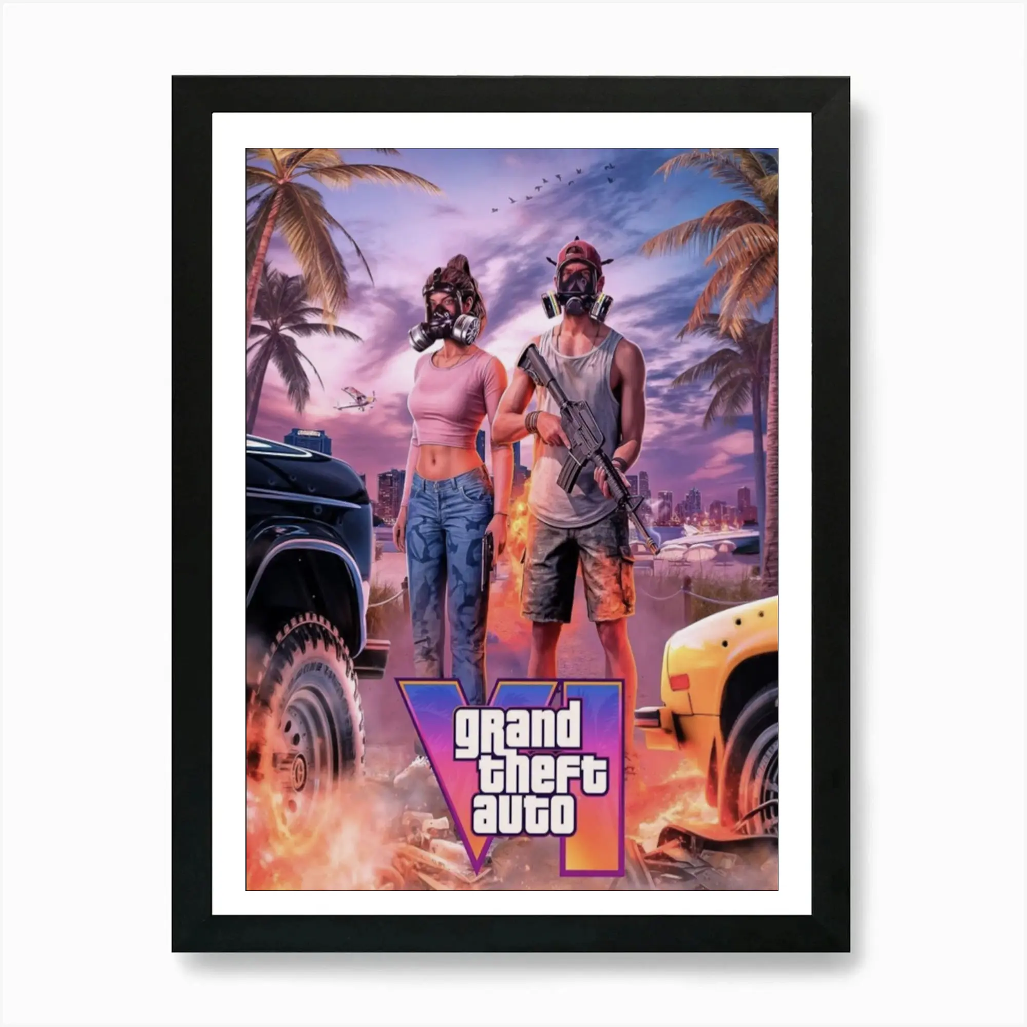 Grand Theft Auto Inspired Poster Print, GTA City Crime Artwork, Gaming ...