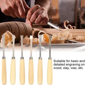 6-Piece Half-Round Wood Carving Chisel Set, Precision Woodworking Tools for Hand Carving, Effective Curved Chisels for Artisan Projects