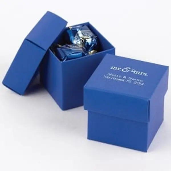 Hortense B Hewitt 10848P Royal Blue 2-Piece Personalized Favor Boxes, Reusable Party Gift Boxes for Personalized Gifts Giving