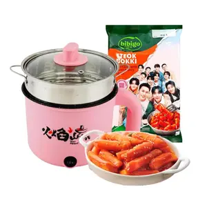 Korean Instant Tteokbokki Rice Cake Sweet & Spicy 280g & VEGAS Hot Pot Easy to Clean Nonstick Removable Inner Pot Random Color - Food