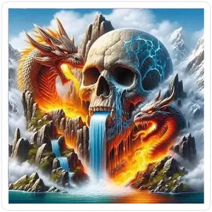 1pcs 5D DIY hand-drawn diamond painting kit, 5D diamond art set, DIY decoration, dragon, waterfall, mountain diamond painting set full round drill DIY, mosaic, diamond art, DIY art home decoration, suitable for Halloween and Christmas.