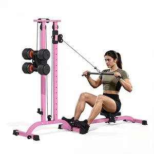 CR63 TOUSAINS Foldable Lat Pulldown & Row Machine, 330LBS Strength, Back Exercise, LAT Tower and LAT Row Cable Machine for Home Gym Dumbbell Clamps,Space Saving Design