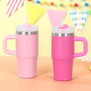 20 Oz Tumbler with Handle and Straw for Kids, Stainless Steel Vacuum Insulated Tumbler Keep Cold Heat and Ice, Gifts for Children Cups