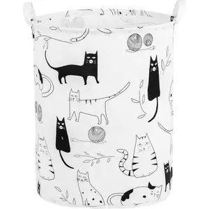 Foldable Baby Laundry Basket Hamper for Nursery Girl Boy kids Clothes laundry hamper basket Tall Collapsible Cute Laundry Basket Organizer, Nursery Basket with Handles (Animal Cats)