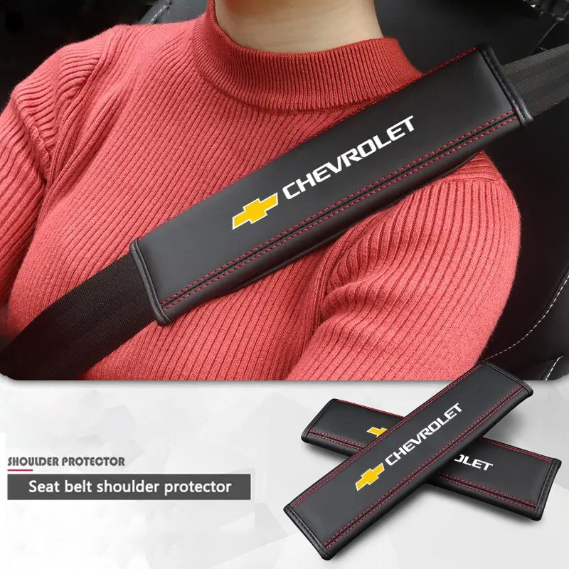 2-Pack PU Leather Car Seat Belt Shoulder Pads, Interior Accessories for Chevrolet Sail Aveo Cruze Malibu Spark Lova Orlando Captiva Optra Trax Lacetti