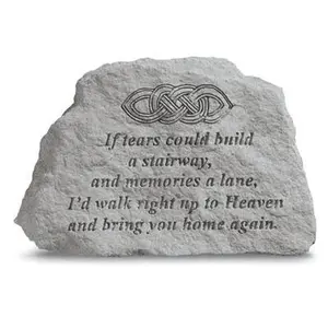 212 MAIN Garden Weatherproof Cast Stone Memorial Plaque - "If Tears Could Build A Stairway" Design, 6.5x4.5x1.5in Outdoor Decor Plaque
