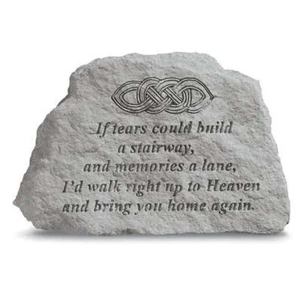 212 MAIN Garden Weatherproof Cast Stone Memorial Plaque - "If Tears Could Build A Stairway" Design, 6.5x4.5x1.5in Outdoor Decor Plaque