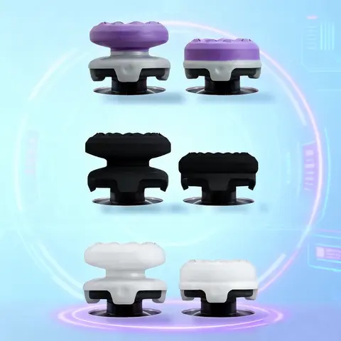 Professional Anti-Slip Abrasion-Resistant Ergonomic Thumb Grips Set - 1 High-Rise Convex & 1 Mid-Rise Concave for Precise Control, Galaxy-Purple/Black/White Rubber Console Controller Accessories for PS5 Controller, PS4, Xbox, PS5 Accessories