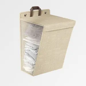 Wall-Mounted Laundry Hamper - FOLDABLE & HANGING with LID! Large Capacity, Collapsible Clothes Basket for Space-Saving Storage (Bathroom, Dorm, Closet)