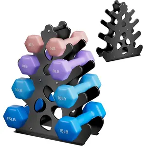 Coral-Inspired Dumbbell Rack Stand, 4 Tier A-Frame Design Weight Rack with Handle, Compact & Space-Saving Dumbbell Holder for Home Gym (Dumbbells Not Included)
