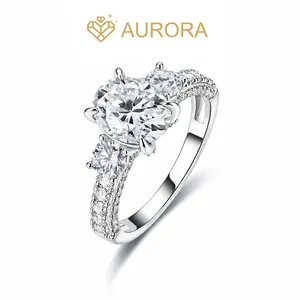 【#250 Elara】Full Moissanite main stone and side stone rings gift with gift senior Anniversary  Wedding Jewelry Synthetic Moissanite