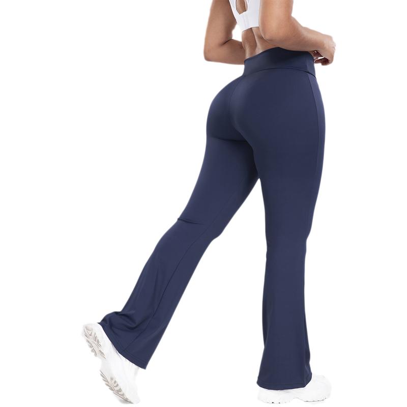 Solid Athletic High Waist Flare Pants for Women, Tummy Control Workout Yoga Running Thouser,Plain Bootcut Skinny Leggings Gym Casual Comfy Sporty