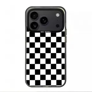 Checkerboard Pattern Phone Case for iPhone 17 16 15 14 13 12 11 AIR PRO MAX PLUS Hard TPU PET PC Black White Stylish Gift Ideas Anti-drop Cellphone Protective Shell Shockproof Protector Mobile Phone Cover