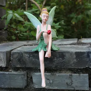1pc Skin Tone Fairy Statue, Forest Fairy Sitting Figurine, Garden Decoration Sculpture, Outdoor Yard Decor, Plant Accent, Holiday Gift