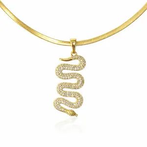 DIDIRAY 14 Gold Plated snake Chain with Serpent Pendant, Waterproof Jewelry , Hypoallergenic , whit Premium Durable Metal Plating.
