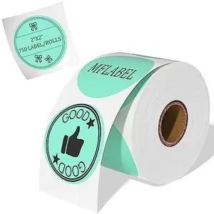 750-Pack Green Round Labels (2 Inch) - Thermal Printer Sticker Rolls for Shipping, Organizing, Crafts & DIY (Compatible w/Direct Thermal Printers)