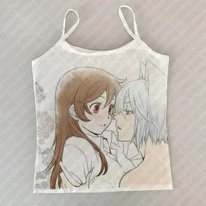 Vintage Y2K Clothes 2000s Tops Letter Graphic Print Tank Tops Female Fairycore Crop Tops E-girl Aesthetic Women T-shirt Emo Girl