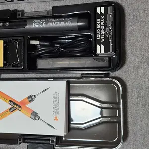 LCD Portable USB Adjustable-Temperature Soldering Iron Gun, Corded Solder Iron, Home DIY Soldering Kit with Storage Box, Electronic Soldering Tool