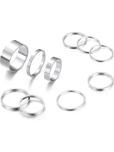 8-10 Pcs Knuckle Rings Set Stainless Steel Ring Simple Smooth Finger Stackable Metal Rings Set for Women Plain Band Dainty Stacking Rings