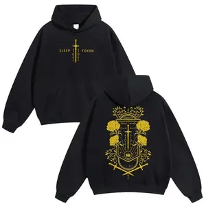 [Flash Sale Up To 50%] Sleep Token Hoodie – Double Side Sword Crest Graphic, Dark Aesthetic Streetwear, Music Fan Merch, Unisex Heavyweight Hoodie