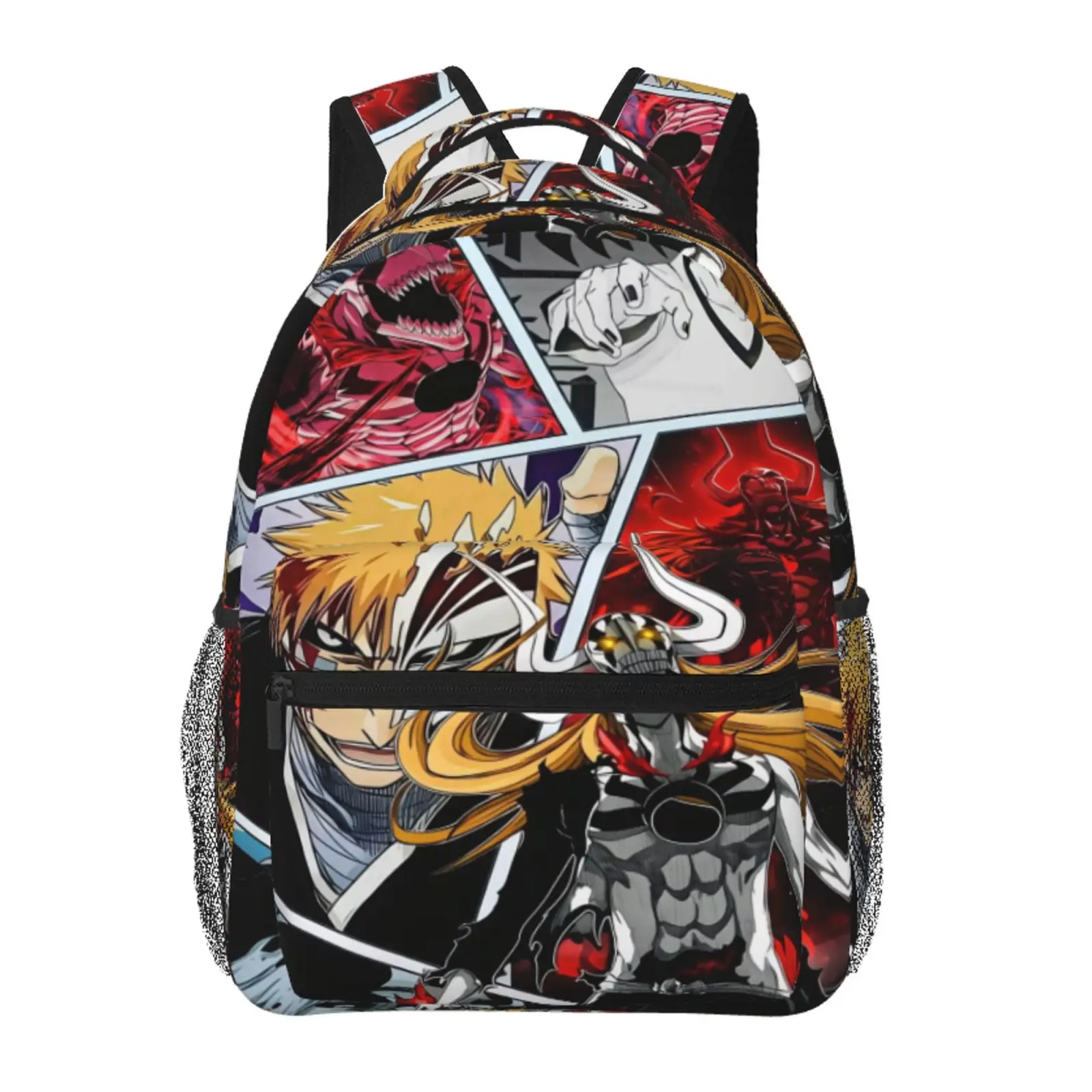 Multi-Compartment Bleach Backpack Large Capacity Bleach School Shoulder Bag for Back-to-School Office Trips Weekend Hiking, Cartoon Casual Bleach Merch Casual Daypack School Bag for Boys Girls Fans & Gift Giving