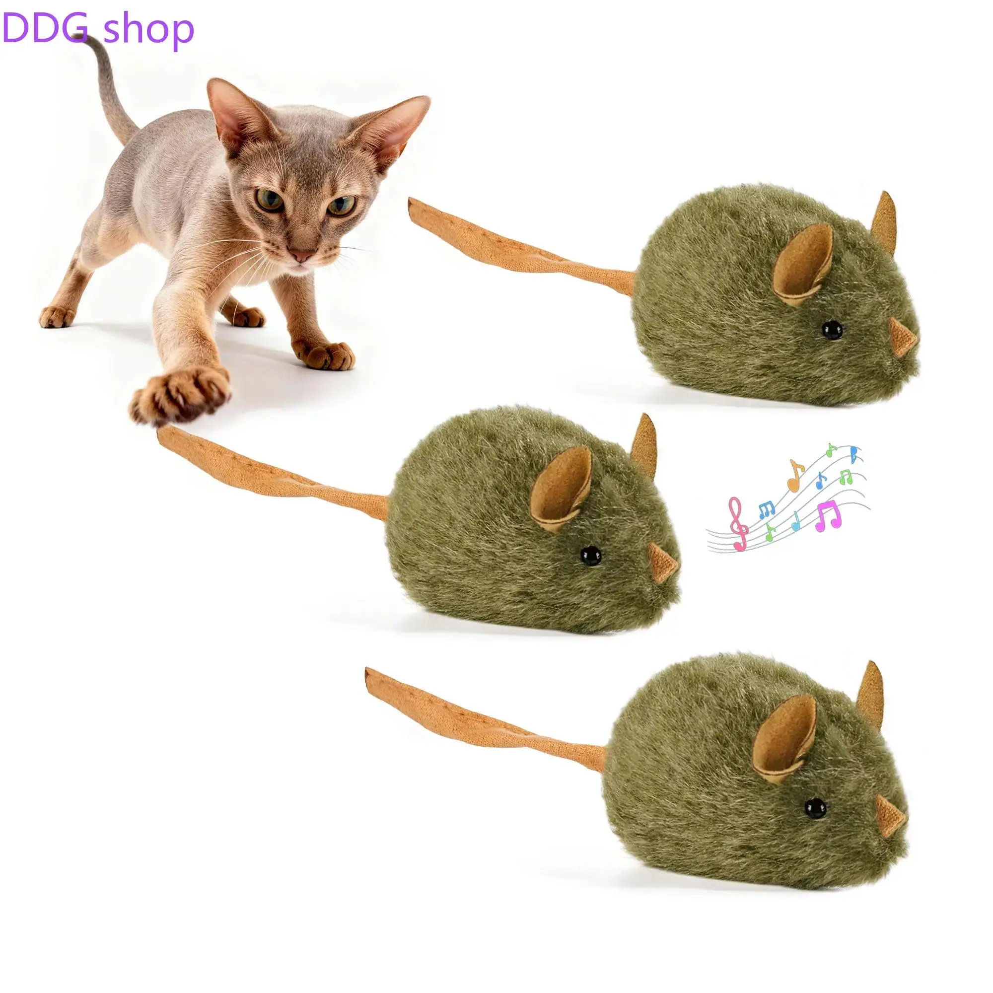 3-Pack Interactive Cat Toys - Realistic Squeaky Plush Mice for Indoor Play, Chewable Enrichment Toys for Kittens, Adult & Senior Cats - Fun Gift Set