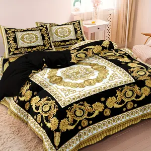 3-Piece Artistic 3D Gold Lion Print Bedding Set (no Quilt), Soft Comfortable Bedroom & Guest Room Bed Linen, Includes 1 Fitted Sheet and 2 Pillowcases, Decorative Bedsheet Sets