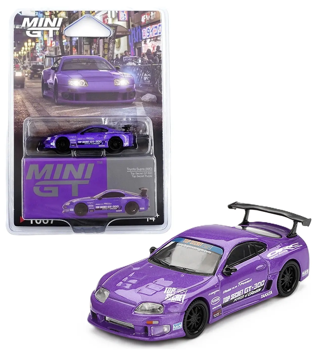 Mini GT 1:64 Toyota Supra (A80) Top Secret GT-300 Top Secret Purple MGT01067