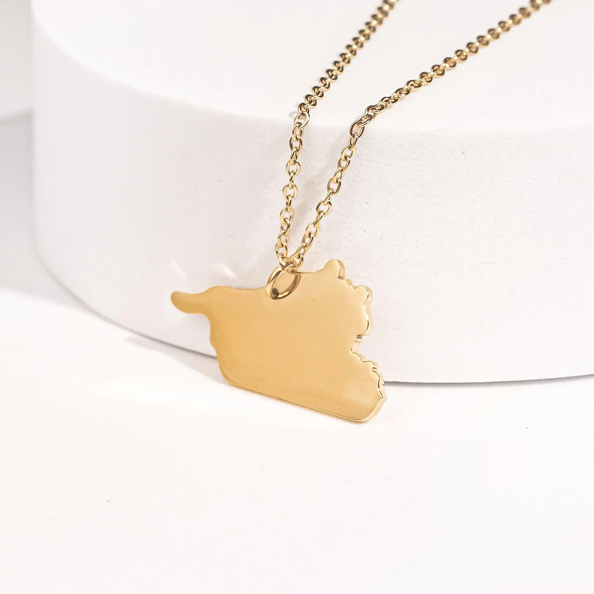 Syria Map Pendant Necklace | Gold