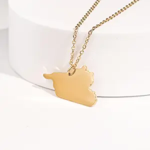 Syria Map Pendant Necklace | Gold