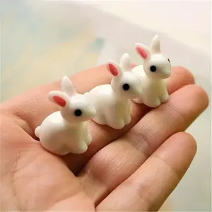 200pcs Mini Resin Rabbit Figurines, Micro Resin Bunny Statues for DIY Miniature Landscapes, Home Room Living Room Office Decor