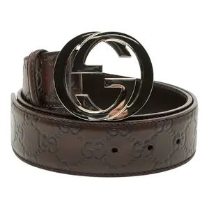 Pre-owned GUCCI Calfskin Small Leather Goods Interlocking G Signature Leather Belt