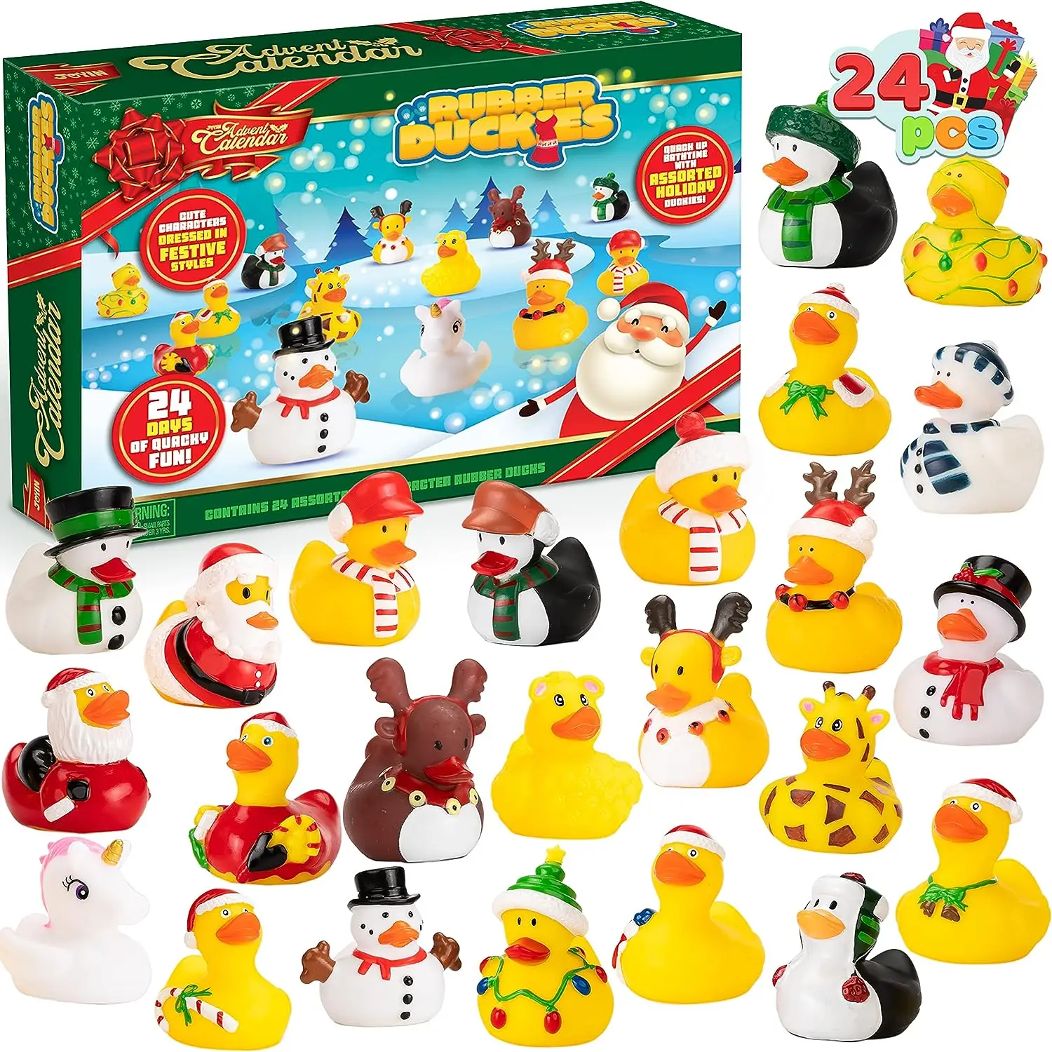 2025 Toys for Kids 24 Days Advent Calendar Ducks, 24 Rubber Ducks for Boys Girls Toddlers Kids,Christmas Party Favor Gifts, Halloween Rubber Ducky Bat