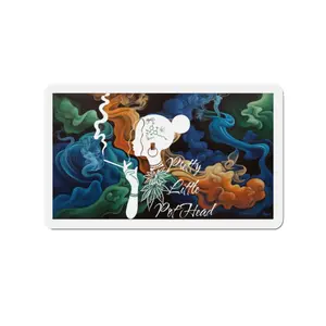 Die-Cut Magnet: Pretty Little Pothead Girl Smoking, Cannabis Lover Gift, Stoner Art Decor, Marijuana Fridge Magnet, Weed Enthusiast Present
