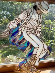 Michael Jackson King of Pop Acrylic Suncatcher - Smooth Criminal Dance Icon Stain Glass Window Hanging Art, Retro Music Fan Gift, Urban Room Studio Decor Ornament