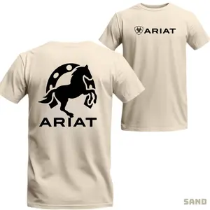 Ariat T-shirt - Minimalist Horse And Horseshoe Design, able Material Top Menswear Man Tshirt Streetwear Tropical Crewneck Shortsleeve Casual