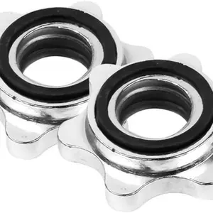 SteelGrip 1'' Spin-Lock Barbell Collars – Secure Anti-Slip Clamps (Silver, 2pcs)