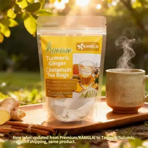 Premium Turmeric Ginger Cinnamon Tea 60/120 Bags 100% Natural Anti-Inflammatory Eco-Friendly No Sugar Caffeine Gluten Vegan Loose Leaf Tea for Digestion & Skin Health,Better blends,Herbal Tea,teajunkie