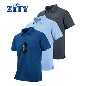 ZITY Men’s Tactical Polo 3-Pack – Quick-Dry Short Sleeve Shirts with Pocket, Outdoor Work & Golf Wear Classic Cotton Sport workout tops