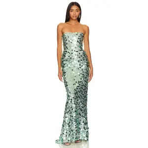 Bronx and Banco Farah Strapless Gown in Green & Multi