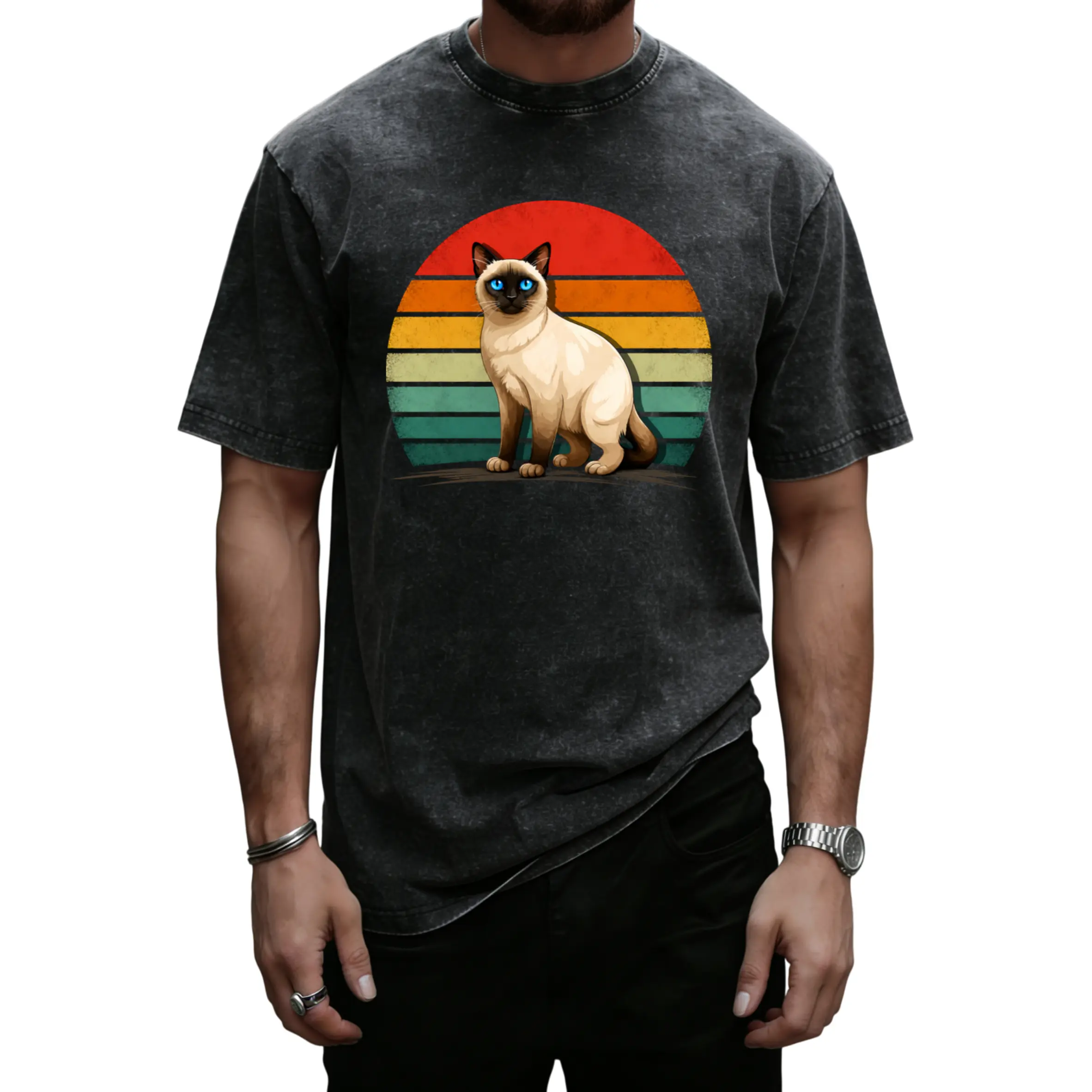 Classic Cotton Unisex T-Shirt – Siamese Cat Lover Retro Style with Funny "You Can't Hear Me"