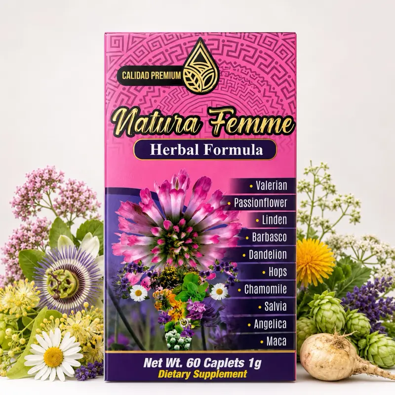 Natura Femme Herbal Formula Supplement 60 Caplets 10-Botanical Blend with Valerian Passionflower Chamomile Hops Sage and Maca