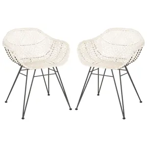 Safavieh Jadis Leather Woven Dining Chair (Set of 2)