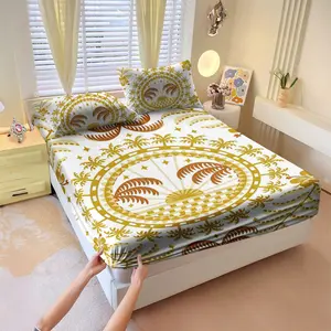 3-piece Bed Linen Set, Includes 1 Bed Cover and 2 Pillowcases, All-Season Mattress Protector, Bed Linen, Soft Comfort Deep-Open Design, Breathable Bedding, Bedroom & Guest Room Decor