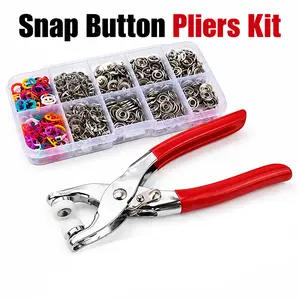 100 Sets Metal Snap Buttons Kit with Fastener Pliers Press Tool, Invisible Colored Metal Snaps for Clothing Sewing, Seamless Stitching Snaps Fasteners Kit for DIY Handicraft Clothes Hats Baby Onesies